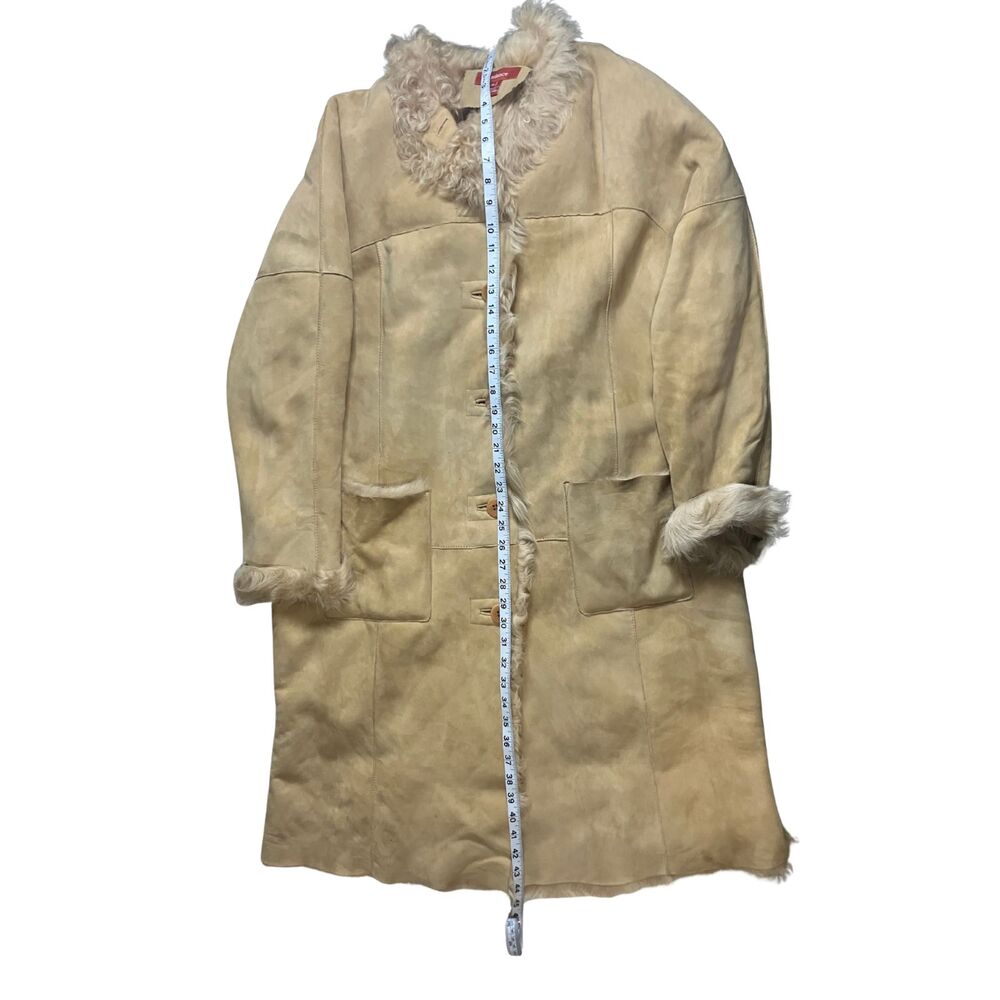 Sundance Suede Shearling Coat Beige Bohemian Button Front Size XL - Picture 6 of 14